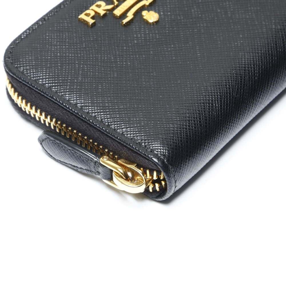Prada Saffiano Leather Round Zip Wallet/Coin Case Compact Black - Picture 6 of 12